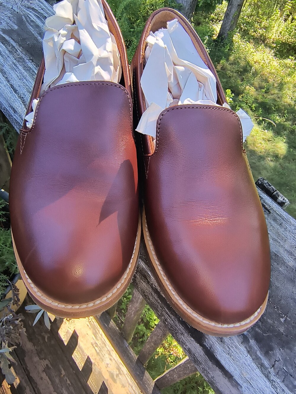 Portland Cognac Patina Leather Slip-On Loafers